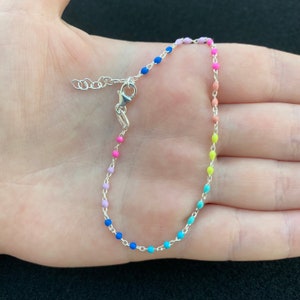 Sterling Silver Rainbow Enamel Beaded Bracelet