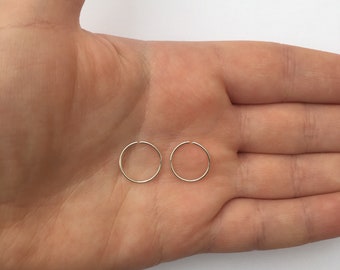 925 sterling silver continuous hoop earring, diameter 10mm, perfect for cartilage, tragus, nose, helix, lip, daith