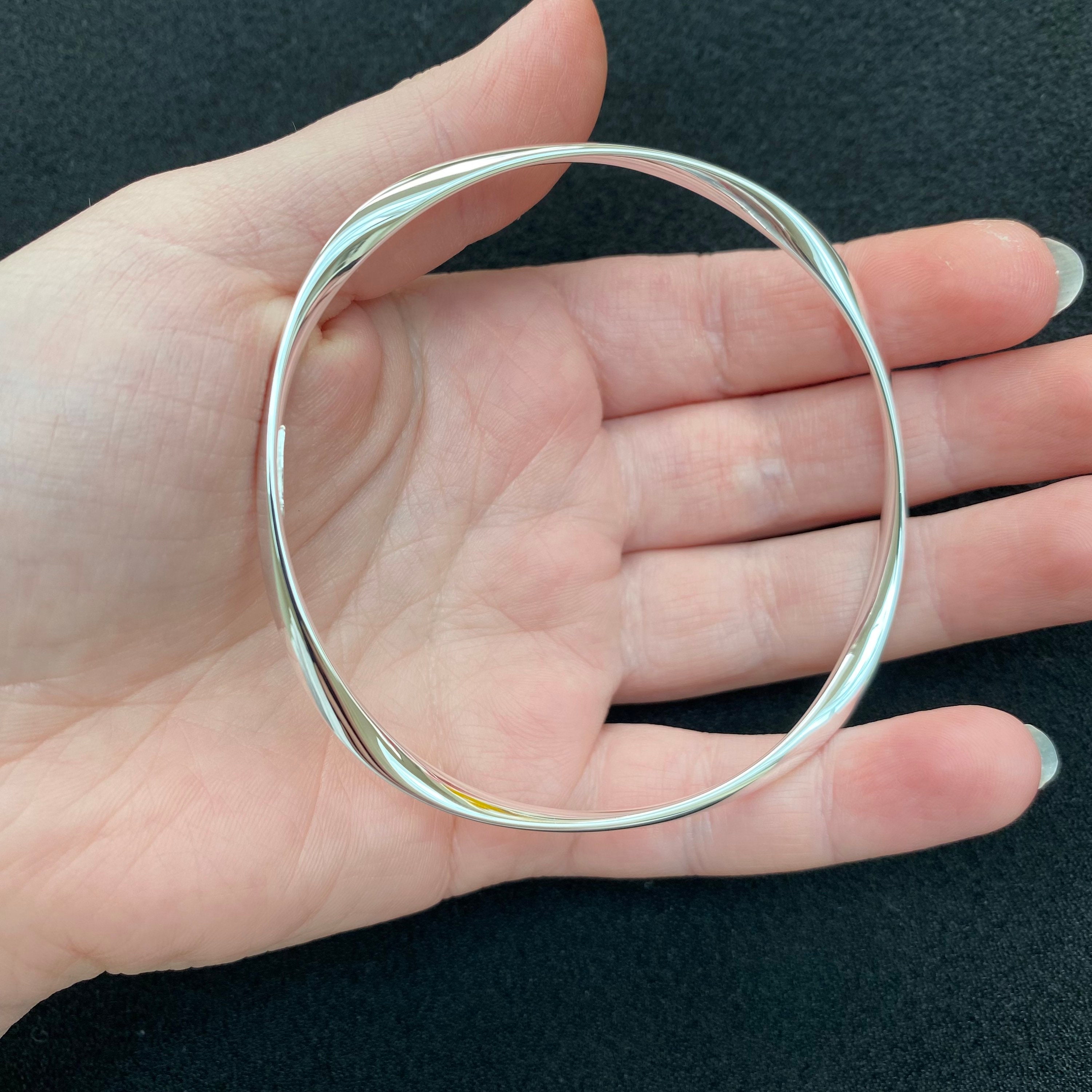 Sterling Silver Twist Bangle: Elegant Stacking Bracelet