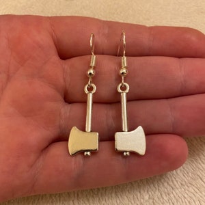 Silver Axe Dangle Earrings: Halloween Jewellery