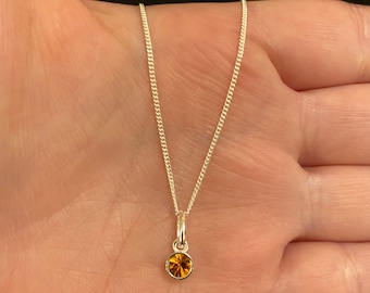 Collana in argento sterling: ciondolo Swarovski Topaz, pietra portafortuna di novembre