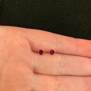 Sterling silver birthstone stud earrings, sterling silver January birthstone earrings, sterling silver garnet birthstone earrings