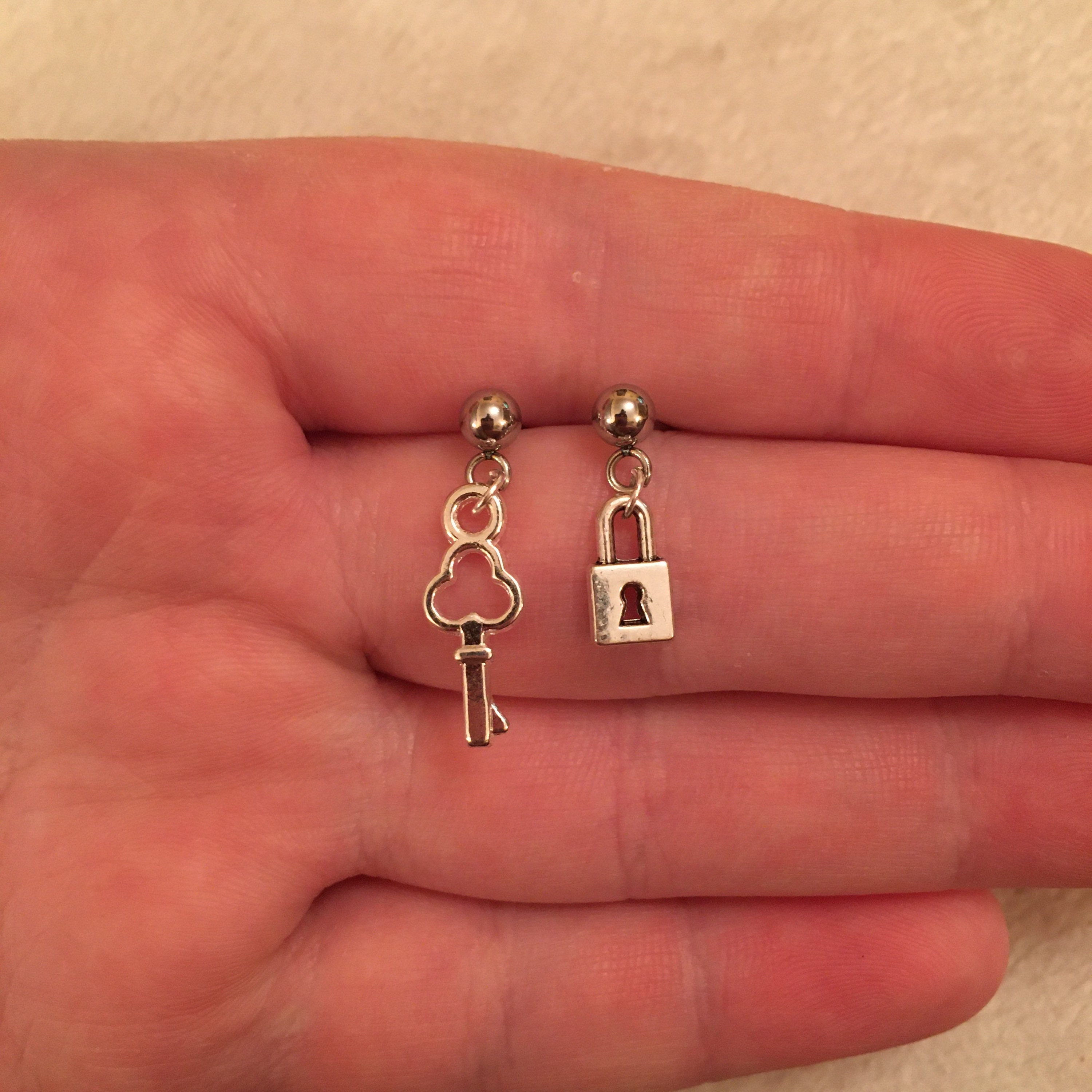 Buy Silver Dangle/ Drop Earrings With Silver Lock and Key Charms, Lock  Earrings, Key Earrings, Secret Santa Gift, Stocking Filler Online in India  - Etsy