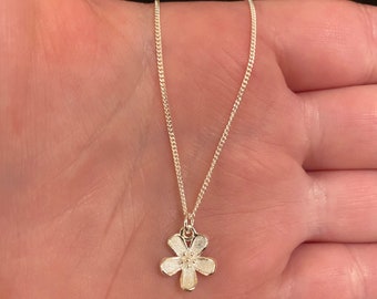 Sterling silver necklace with flower charm, sterling silver flower necklace, flower jewellery