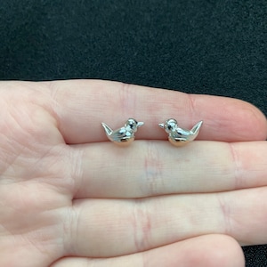 Sterling silver robin stud earrings, sterling silver robin earrings, sterling silver robin jewellery