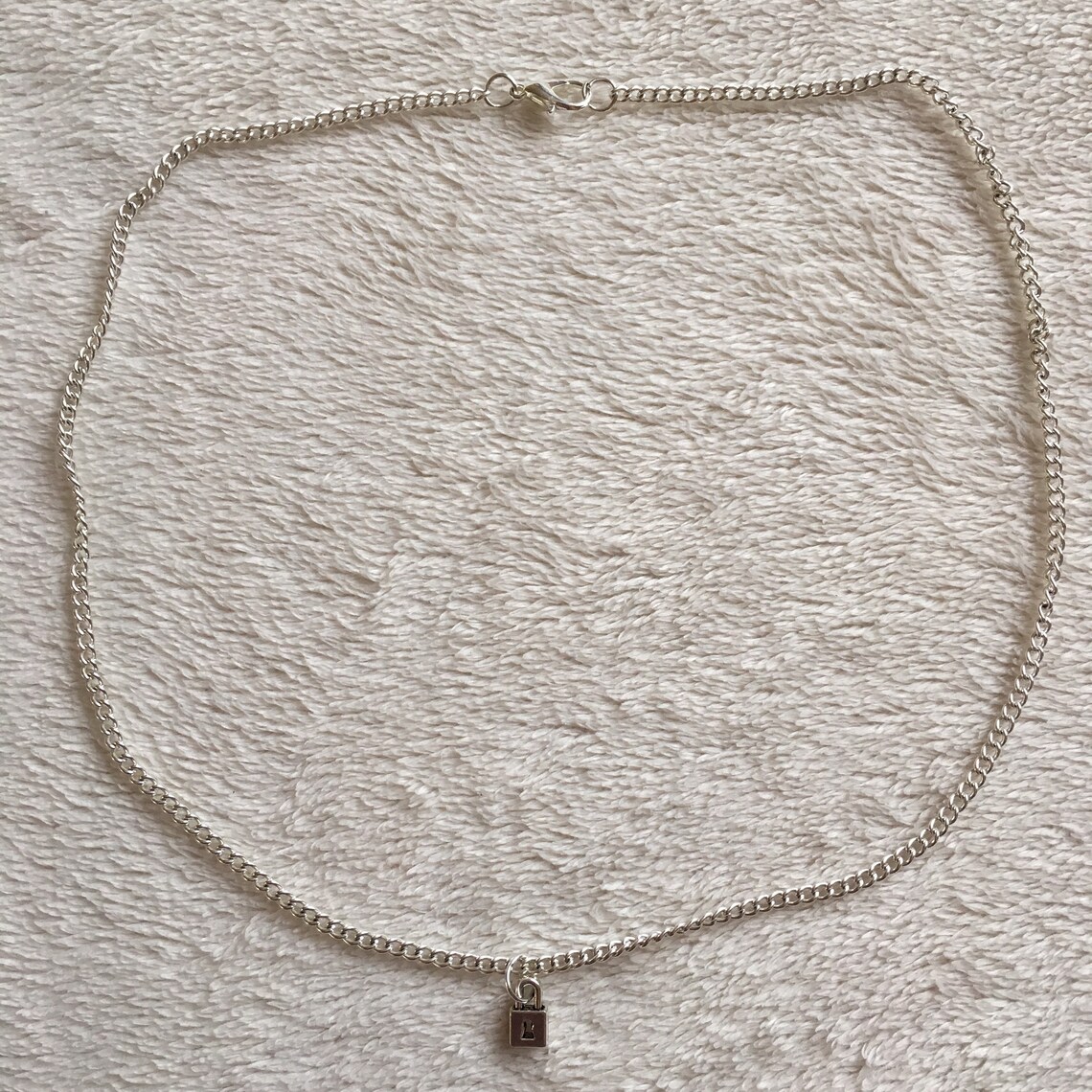 Silver Chain Necklace With Silver Lock/ Padlock Charm, Lock Necklace ...