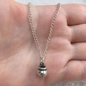 Silver chain necklace with cauldron charm, silver cauldron necklace, cauldron jewellery, witchy necklace, witchy jewellery