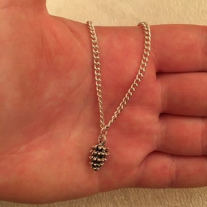 Silver chain necklace with silver pine cone charm, pine cone necklace, Christmas necklace, secret Santa gift, stocking filler
