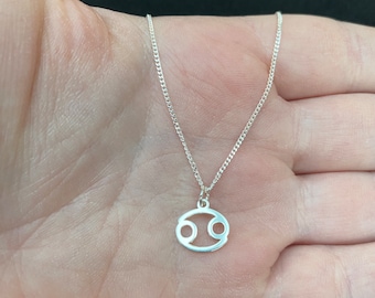 Sterling Silver Cancer Zodiac Necklace: Star Sign Charm