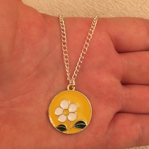 Silver Plated Flower Charm Necklace