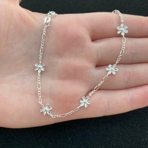 Sterling silver flower anklet, sterling silver anklet, sterling silver flower jewellery