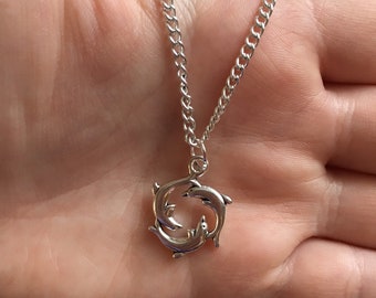Infinite U Collana Ciondolo Delfino Cuore In Argento Sterling 925 Rodiato Con Zirconi - 2