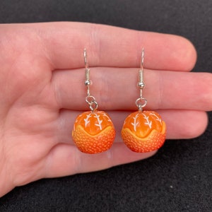 Silver dangle/ drop earrings with orange charms, orange earrings, fruit earrings, fruit jewellery
