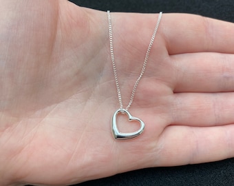 Hjärthalsband i sterlingsilver, hjärtsmycken i sterlingsilver