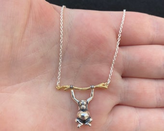 Sterling silver monkey necklace, sterling silver monkey jewellery