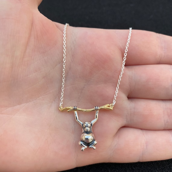 Monkey Charm Hanging on a Branch Sterling Silver Monkey Charm Hanging on a Branch Sterling Silver