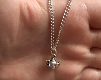 Silver Teapot Necklace: 3D Charm, Tea Lover Gift
