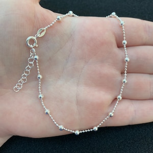 Sterling silver ball anklet, sterling silver satellite anklet, sterling silver anklet