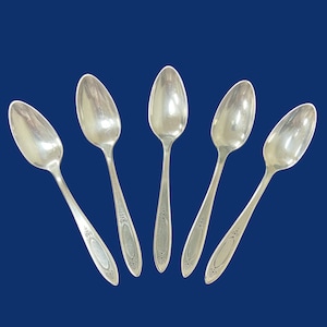 5 Piece Set of 1917 ADAM Community Plate Silver Plated Demitasse Coffee Tea Espresso Spoons  4.25&quot;