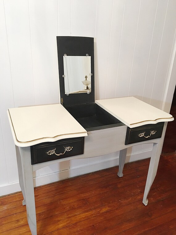 Sold Graphite French Provincial Vanity Vintage Farmhouse Desk Distressed