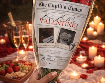 Regalo de periódico personalizado para San Valentín / Recuerdo de historia de amor editable / Póster imprimible de San Valentín / Plantilla romántica de periódico personalizado
