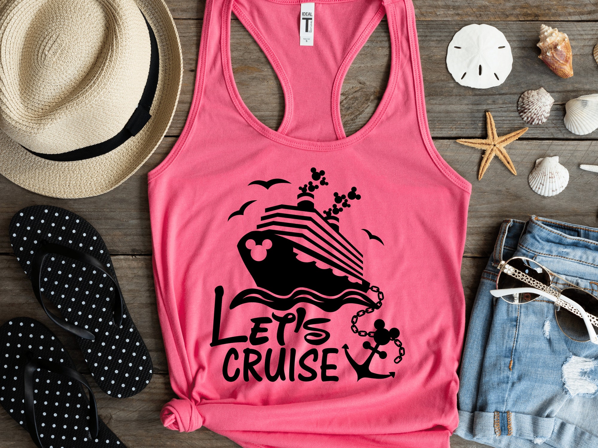 Discover Disney Cruise Women's Tank Top Hot Pink ~ Women's Cruise Tank Top ~ Summer Beach Vacation ~ Family Cruise Shirt ~ Disney Fantasy Tank Top