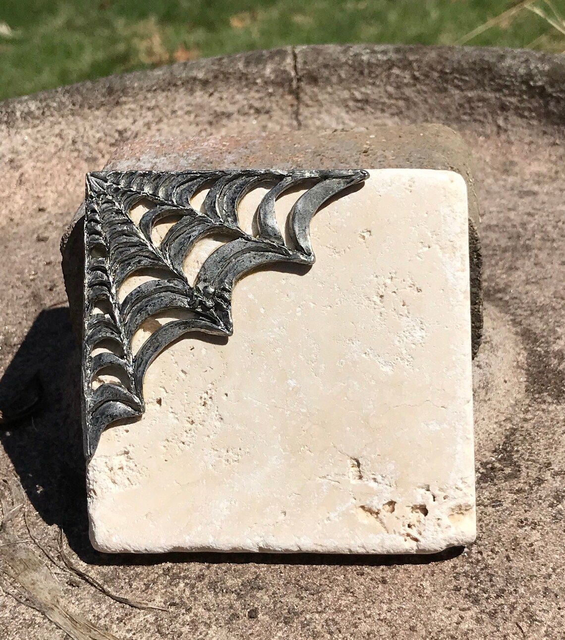 Spider Web Stone Tile Spooky Art Stuff Spiders Halloween Decor Gothic ...