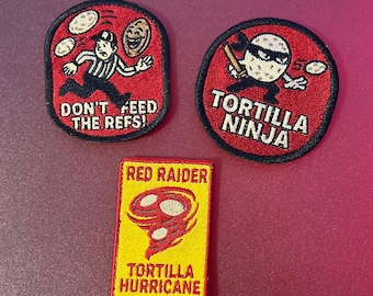 Texas Tech Fan Patches--Don't Feed the Refs (Tortilla) - Tortilla Hurricane - Tortilla Ninja