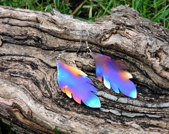 Handcrafted,chain maille,elegant,unique ,light wieght,rainbow,sassy,Titanium Earring,Aurora