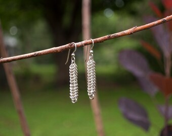 Handcrafted Sterling Silver Chainmaille Earrings - 2 Inch