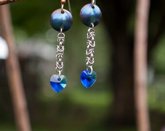 Titanium earrings,lightwieght, Unique, Elegant, Handcrafted, Stainless steel, Byzantine