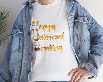 Hug Happy Universal Greeting Unisex Tee, T-Shirt, Shirt, Top, Apparel