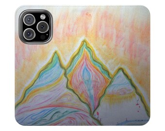 Mountains Rainbow Faux Leather Phone Case: Faith Glory Art