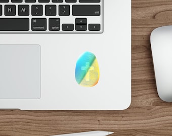Holographic God's Thumbprint Cross Sticker: Religious Vinyl Decal