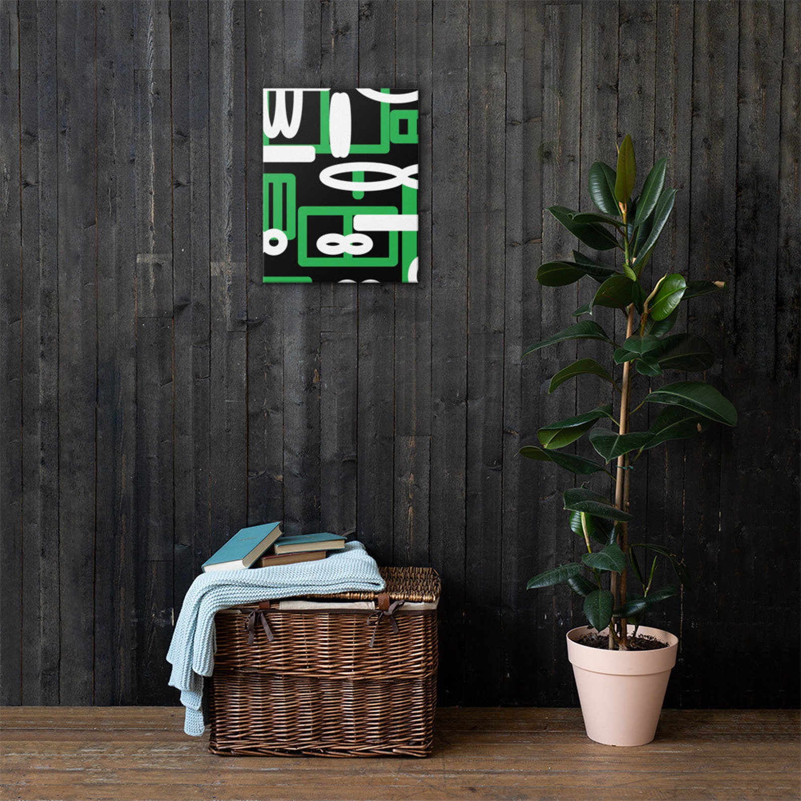 GREEN and BLACK ABSTRACT Canvas home wall art decor Etsy