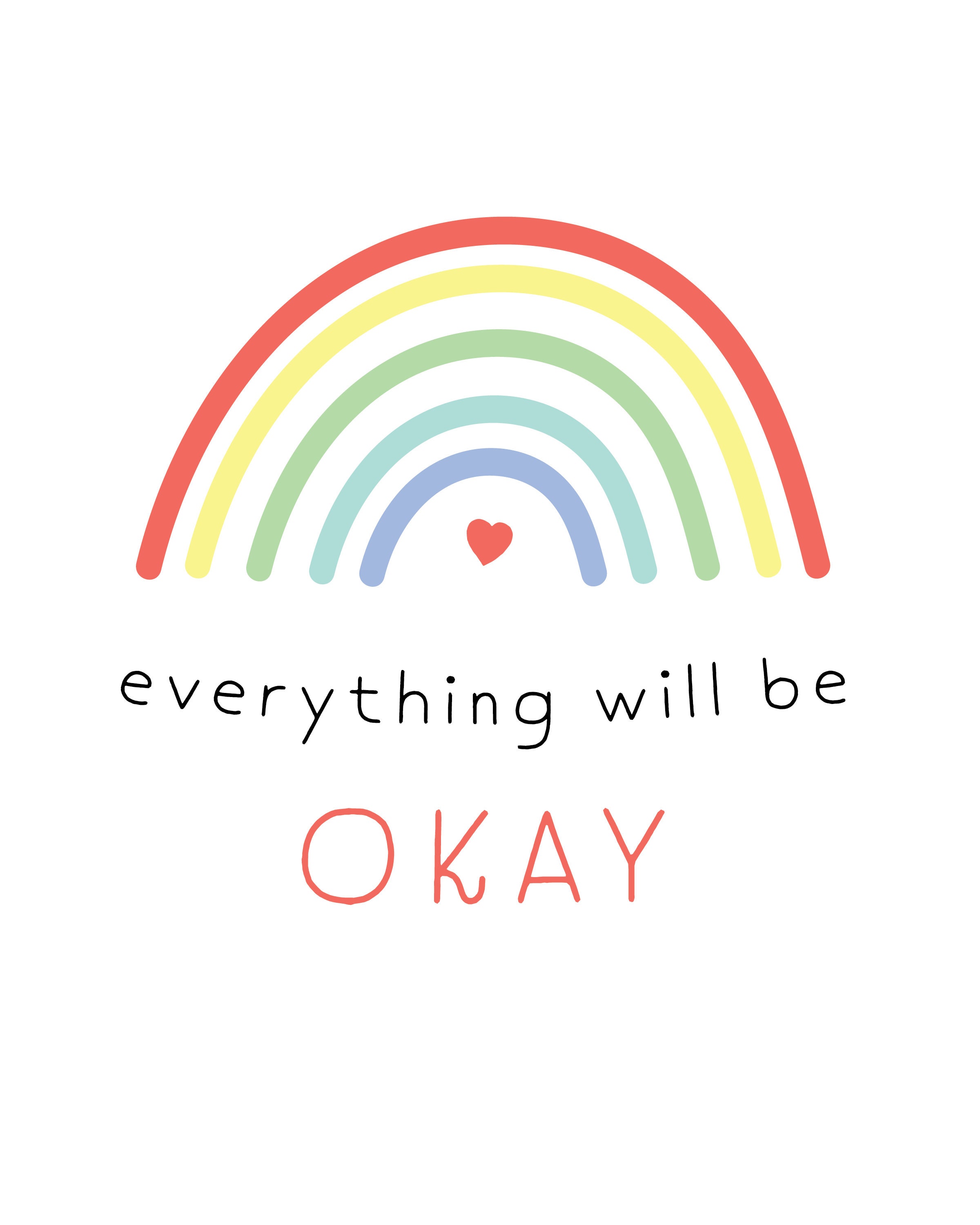 Rainbow Print Everything Will Be Okay Printable Art - Etsy Canada