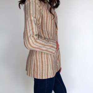 70s Striped Blazer // Vintage Blazer // Wide Lapel // Beige Blazer // Earth Tones // Hippie // Boho // Size Small // XS image 6