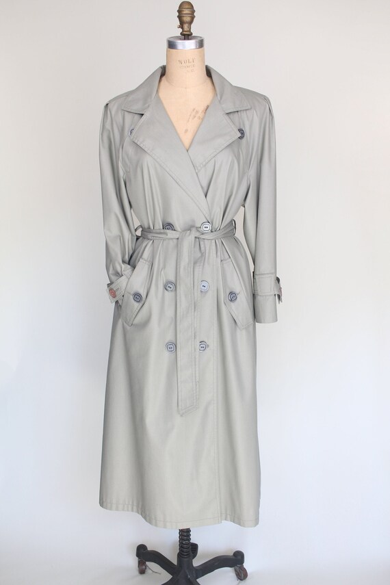 Light Green Grey Vintage Trench Coat // Sterling S