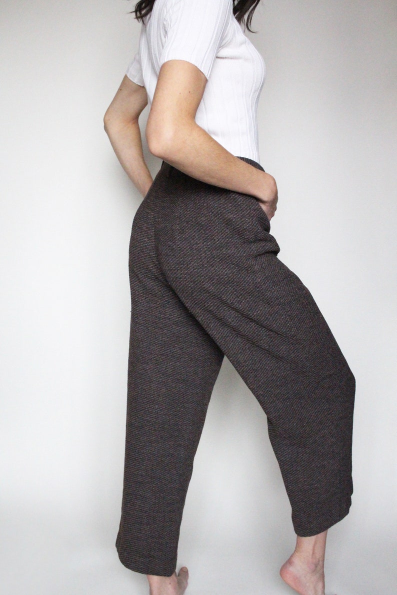 Brown Vintage Pants / Loose Fitting / Cropped / Comfy / Trousers / Slacks / Size Small/ Medium image 6