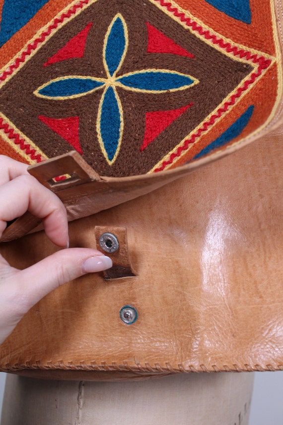 60s Leather Boho Side Satchel // Leather Book Bag… - image 6