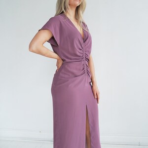 Mauve Vintage Ruched Slip Dress // Purple Negligee // Small image 4