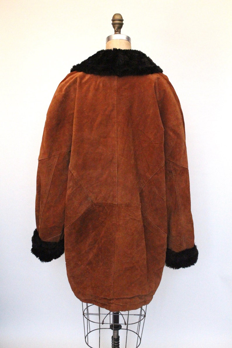 Genuine Suede Leather Copper Vintage Oversize Winter Coat M/L Etsy