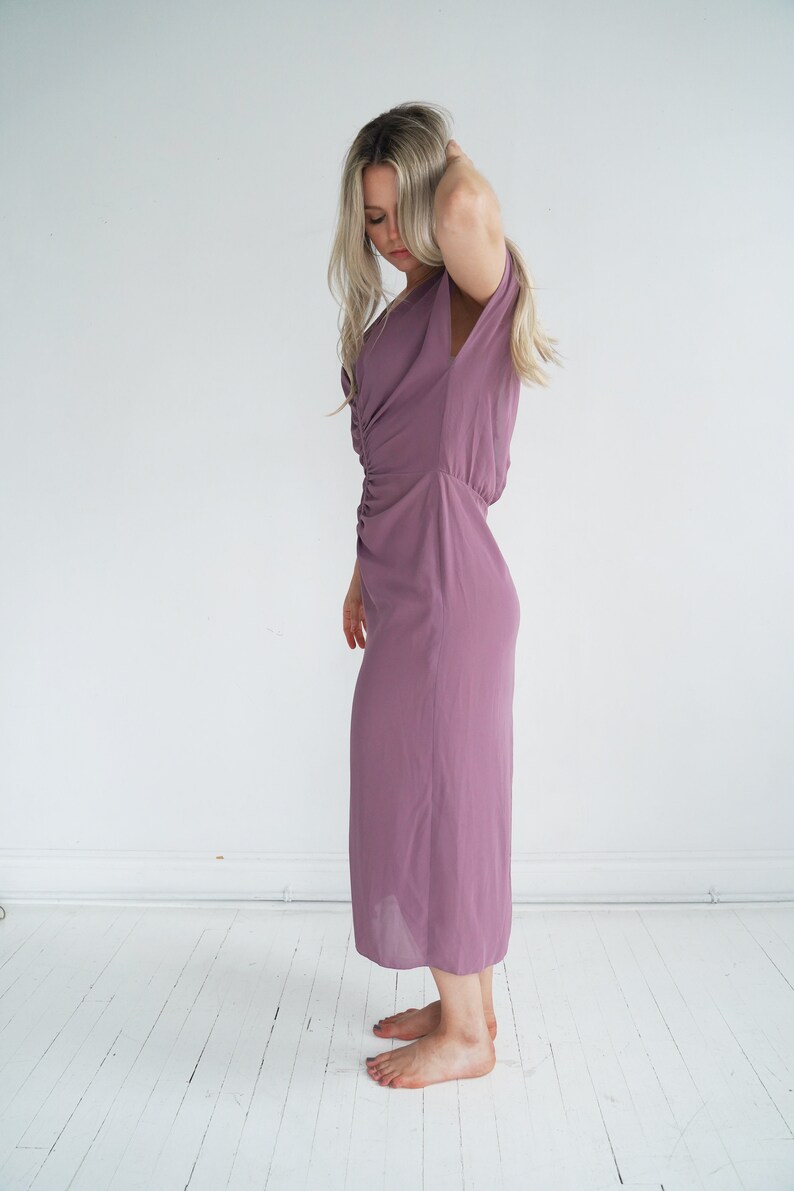 Mauve Vintage Ruched Slip Dress // Purple Negligee // Small image 8