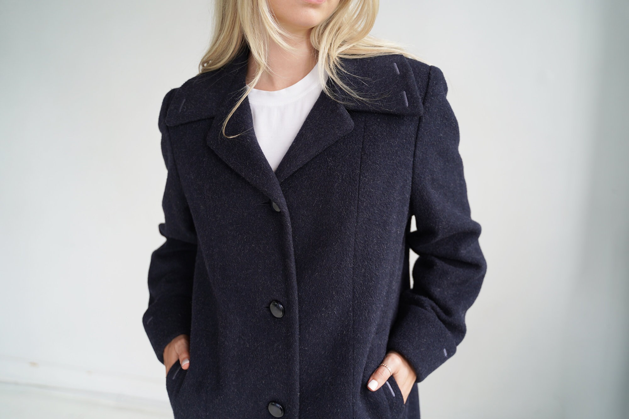 Blue mohair coat sale