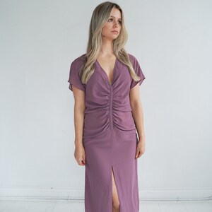 Mauve Vintage Ruched Slip Dress // Purple Negligee // Small image 5