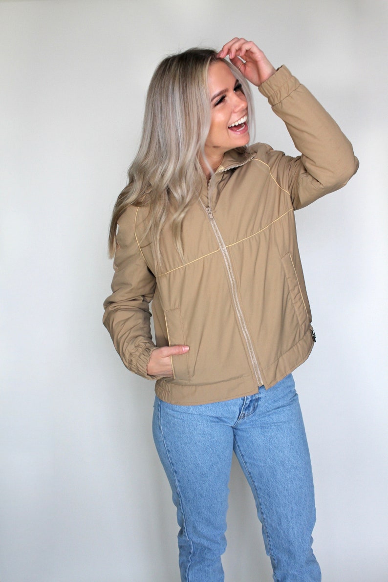 Crop Corduroy Tan Puffer Jacket // Spring Coat // Puff Coat // Beige Coat // Short Jacket // Retro Coat // Cool Jacket // Taille Small image 7