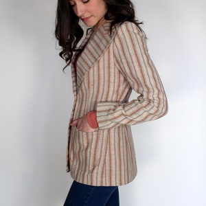 70s Striped Blazer // Vintage Blazer // Wide Lapel // Beige Blazer // Earth Tones // Hippie // Boho // Size Small // XS image 7