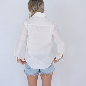 Chemise brodée bouton blanc vers le bas // Tabi Shirt // Chemise à col // Chemise robe à manches longues // Taille petite / Taille moyenne image 6