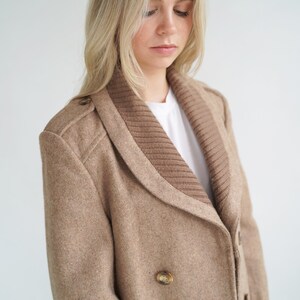 Perfect Vintage Beige Double Breasted Wool Coat / Fall Jacket / 70s / Size Small / Medium image 10