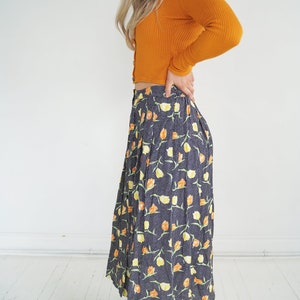 Vintage Black Floral and Polka Dot Maxi Skirt // S/M image 5